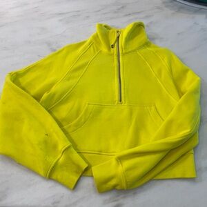 Lululemon oversized funnel neck half zip sonic yellow XS S flaws read